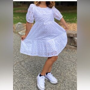 Zara girls white eyelet dress